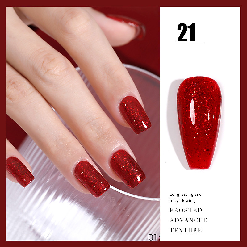 ANG-23 Popular Shimmer Red UV Nail Gel Polish (21)