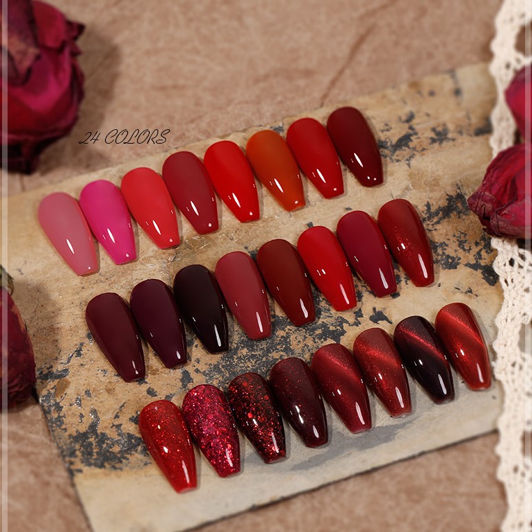 ANG-23 Popular Shimmer Red UV Nail Gel Polish (27)