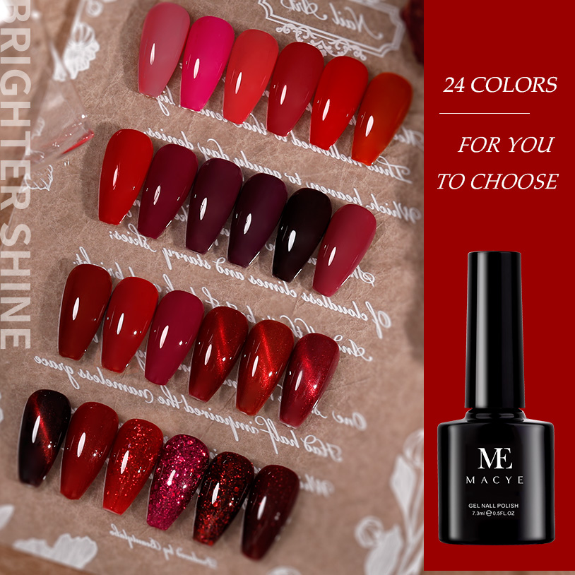 ANG-23 Popular Shimmer Red UV Nail Gel Polish (33)