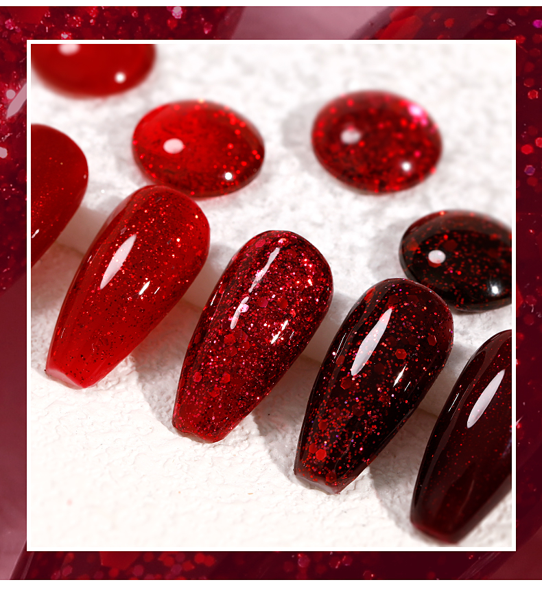ANG-23 Popular Shimmer Red UV Nail Gel Polish (36)