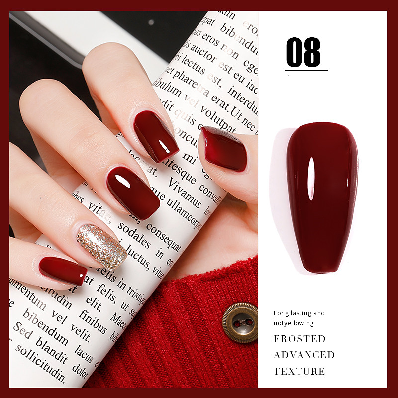 ANG-23 Popular Shimmer Red UV Nail Gel Polish (8)